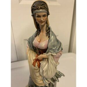 VINTAGE B. MERLI FIGURINE LADY WITH Bag Purse Shawl Head scarf 11" H Capodimonte
